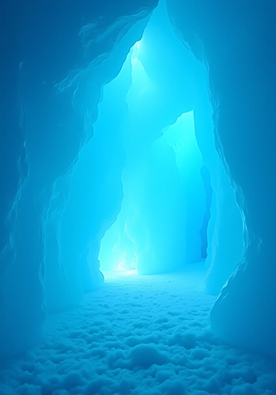 Stunning blue glacier ice cave formation