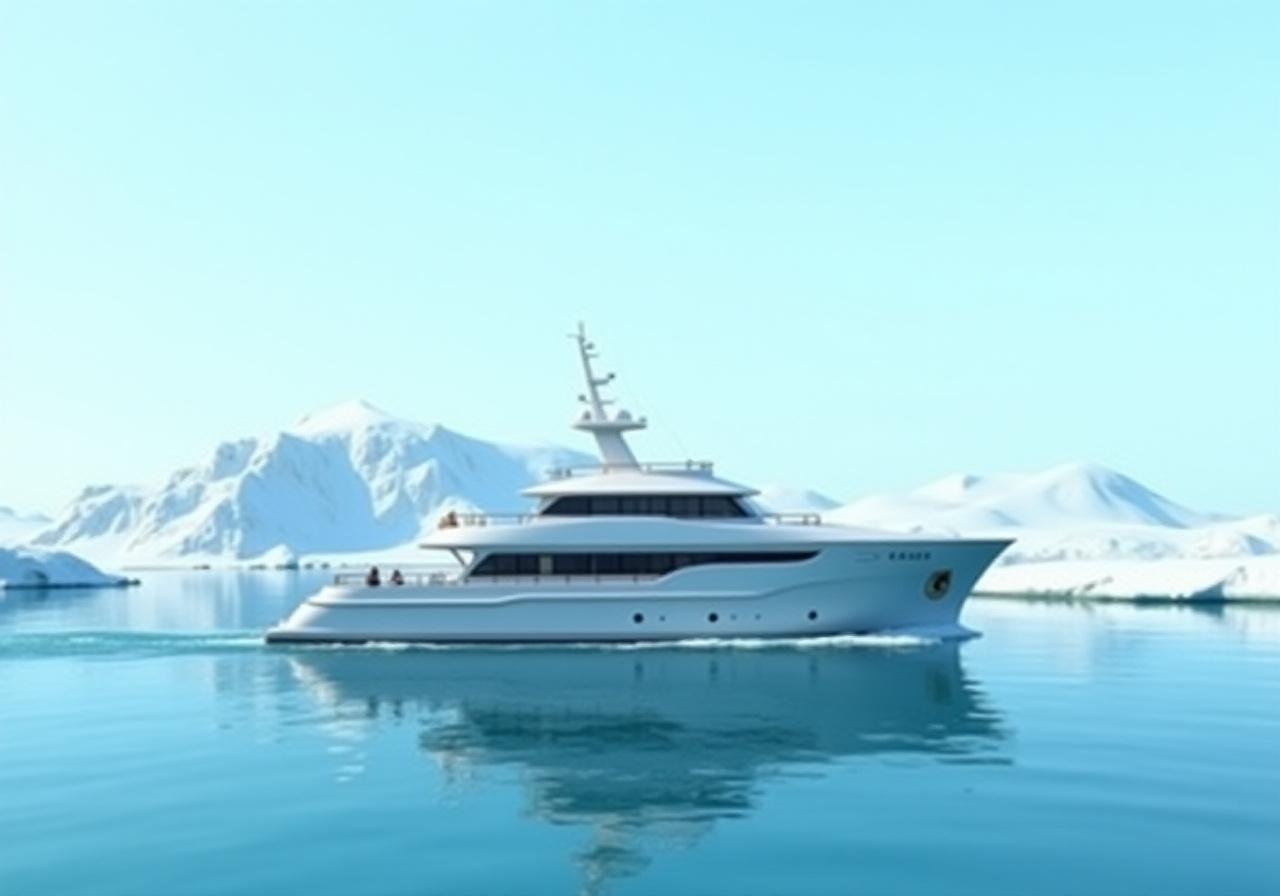 Eco-friendly expedition ship in pristine polar waters